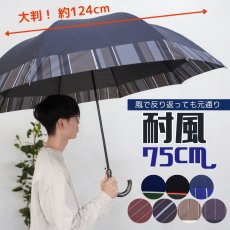 画像1: 大判 75cm 耐風骨 クラスファイバー 長傘 (1)
